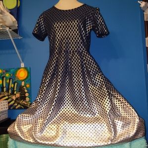 XL Elegant LuLaRoe Amelia Navy & Silver